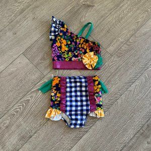 Little Londyn Cute Blue Checkers Ruffles Set for Dance size child 5/6